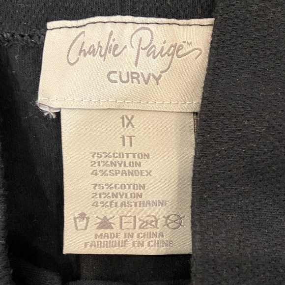 Charlie Paige women’s 1X Black Curvy cotton blend Leggings - lovely quality - Picture 2 of 10